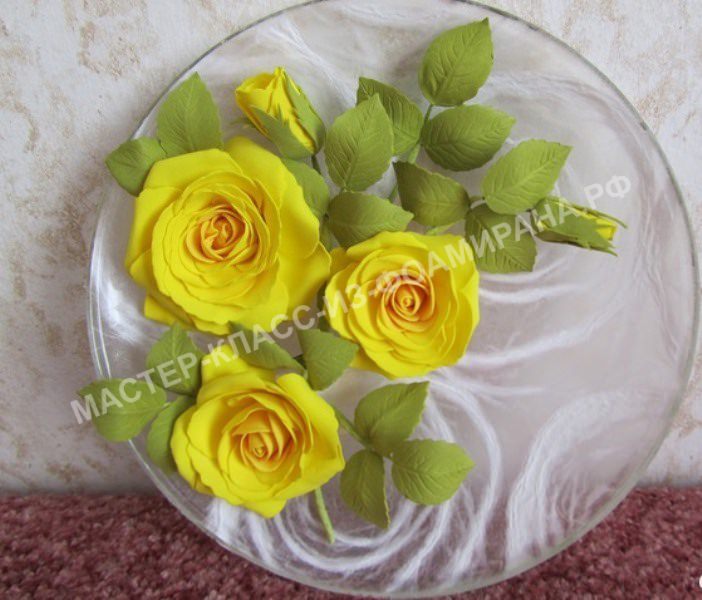 мастер-класс декор тарелки розами из фоамирана,пошаговое фото