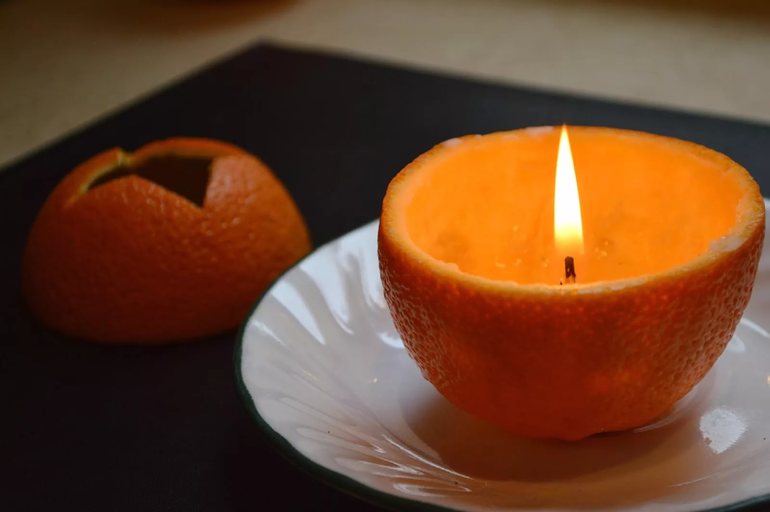 Свеча из апельсиновой корки